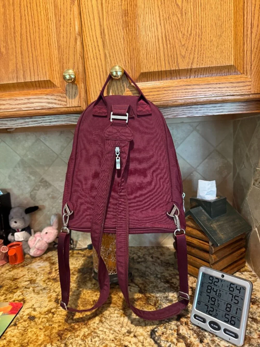 Baggallini Naples Convertible Small Daypack Sling Crossbody, Dark Cherry